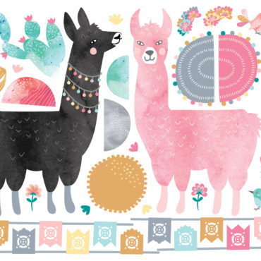 Sticker mural lamas