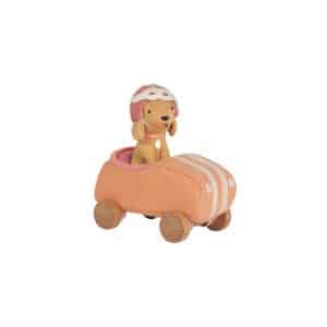 Figurine chien dans voiture de course rose Holdie Dog-Go Racer Girl Olli Ella